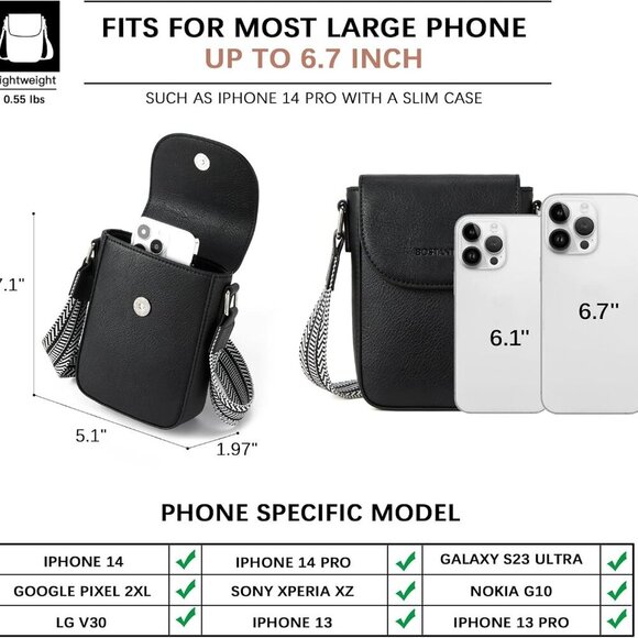 Small Cell Phone Purse Leather Wallet Handbags with Card Slots - Picture 3 of 8